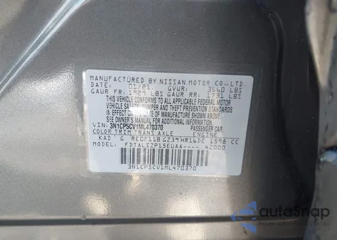 2021 Nissan Kicks Sv Xtronic Cvt z USA, uszkodzony, nr VIN 3N1CP5CV1ML470370